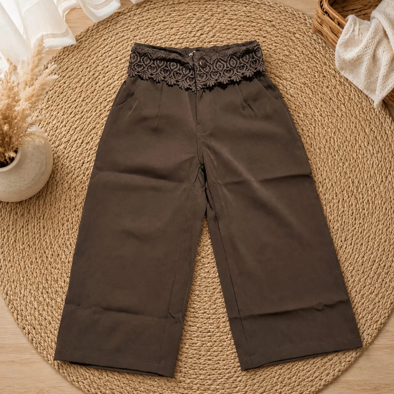 Mocha Lace Wide Leg Pants