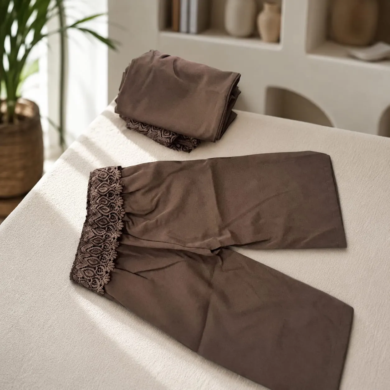 Mocha Lace Wide Leg Pants