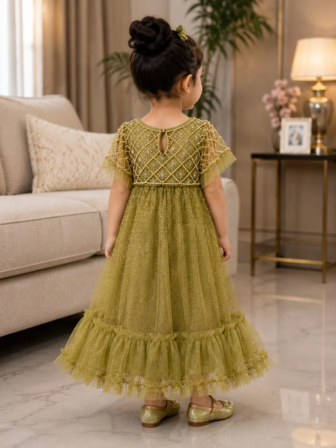 Olive Stardust Party Gown