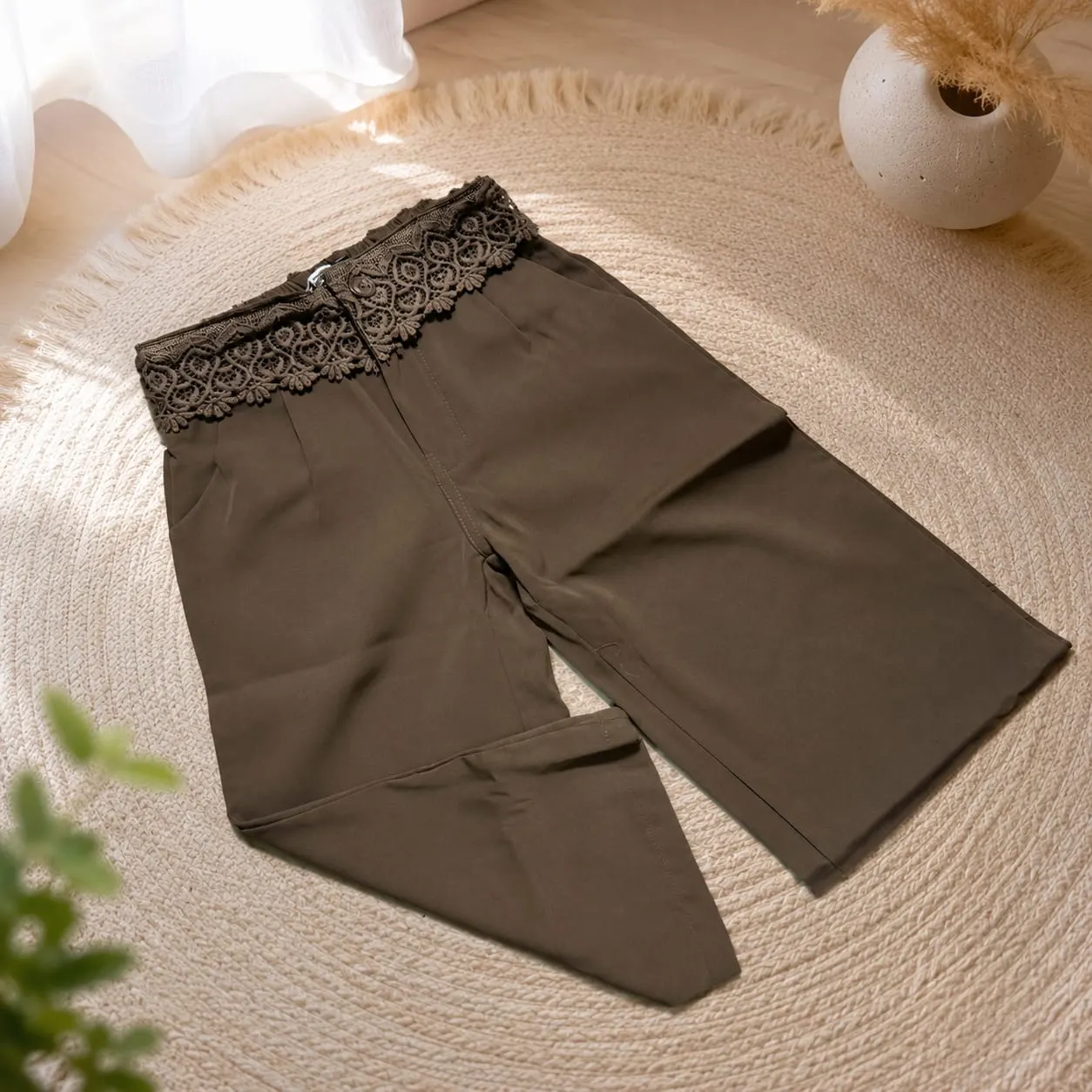 Mocha Lace Wide Leg Pants